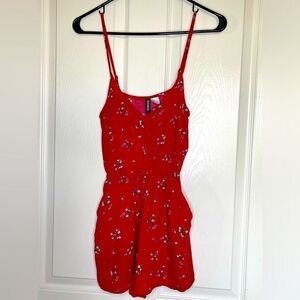 H&M red floral romper size 0